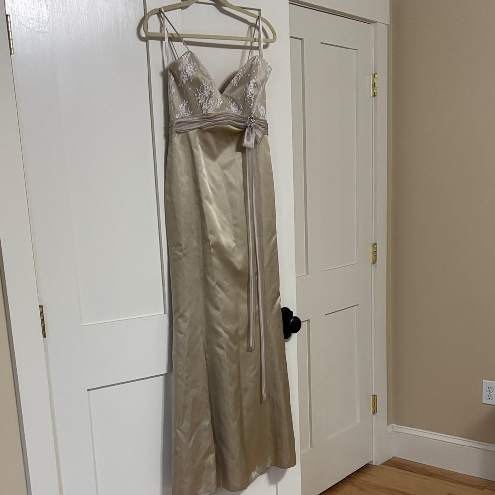 Alvina Valenta Champagne Lace Gown/ Dress